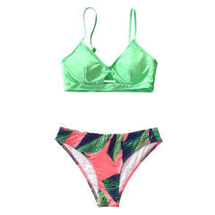 Cutout Low-waist Bikini Sets Floral
