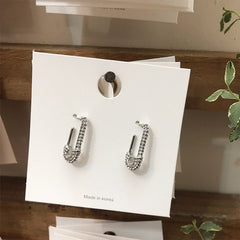 Punk Pin Safety Earrings For Women Zirconia Paperclip Sparking Bling European Unique Earring Accessories Jewelry Gift Bijoux
