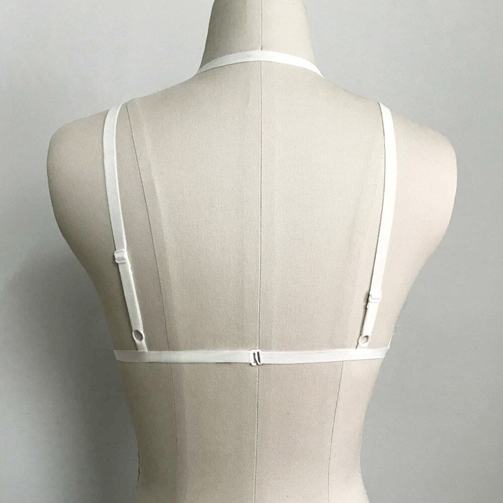 Women Cryptographic Hollow Out Strappy Bandage Lace Bralette Top Sexy Crop Tops Summer Underwear Sleeveless Bustier Tops #YJ