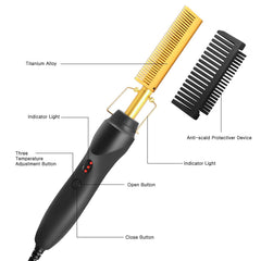 2 in1 Hot Comb Hair Straightener Electric Heating Comb