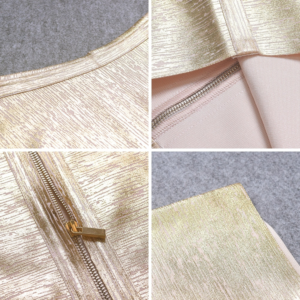 Quality Gold  Bandage Dress Bodycon