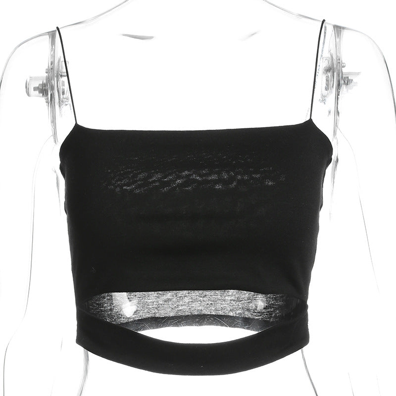 Sienna Noir Cutout Strap Crop Top One-piece