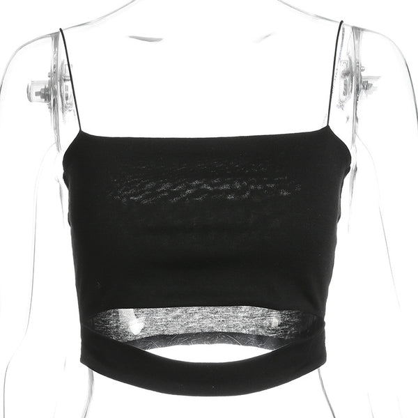 Sienna Noir Cutout Strap Crop Top One-piece