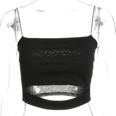 Sexy Casual Sleeveless Cut-Out Short Tee Shirt Crop Top