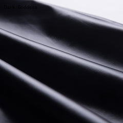 Gothic Punk High Waist Straight Leg Leather Pants Women&#39;s Tights PU Leather Pants Sexy Tight Black Pants Zipper Motorcycle Pants