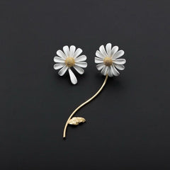 Cute Small Daisy Flower Stud Earrings Sweet Statement Asymmetrical Earrings