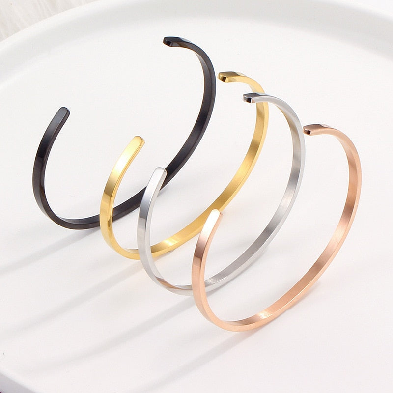 Unisex Simple Stainless Steel Opening Bangle Bracelet
