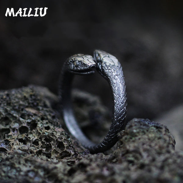 Rattlesnake Ring Vintage Silver Plated Snake Ring Motorcycle Party Punk Domineering Ring Women Men Ring Cool Hip Hop Jewelry