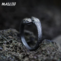 Rattlesnake Ring Vintage Silver Plated Snake Ring Motorcycle Party Punk Domineering Ring Women Men Ring Cool Hip Hop Jewelry