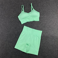 Seamless Leggings+Short Sleeve Crop Top+Sports Bra+Sport Shorts Yoga Set