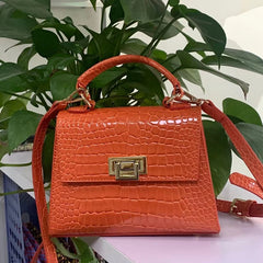 Crocodile Bag Elegant Small Purse Handbag with Long Adjustable Shoulder Strap