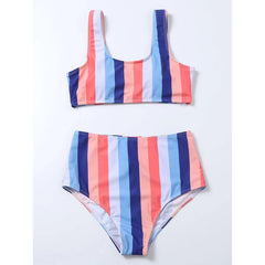 High Waist Striped bikini set