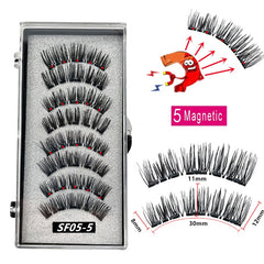 2 Pairs 3D Natural Magnetic Eyelashes ,With 5 Magnetic Lashes Handmade Reusable Magnetic False Eyelashes