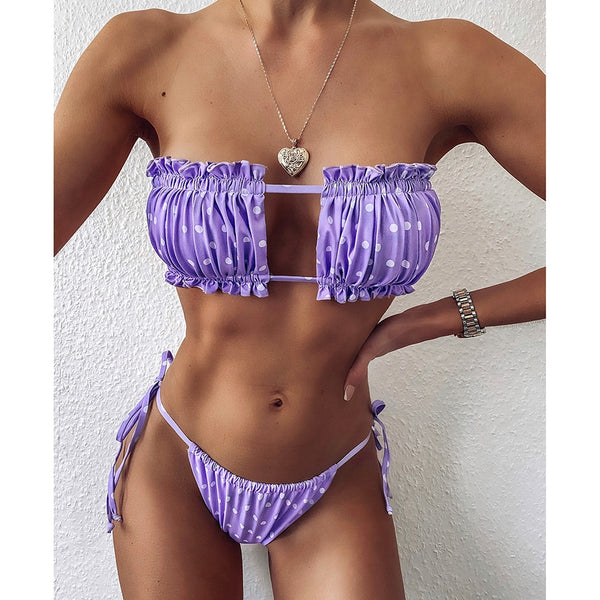 Cleo Pleated Bandeau Bikini Set Two-piece