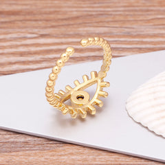 Bohemian Lucky Turkish Evil Eye Rhinestone Open Ring