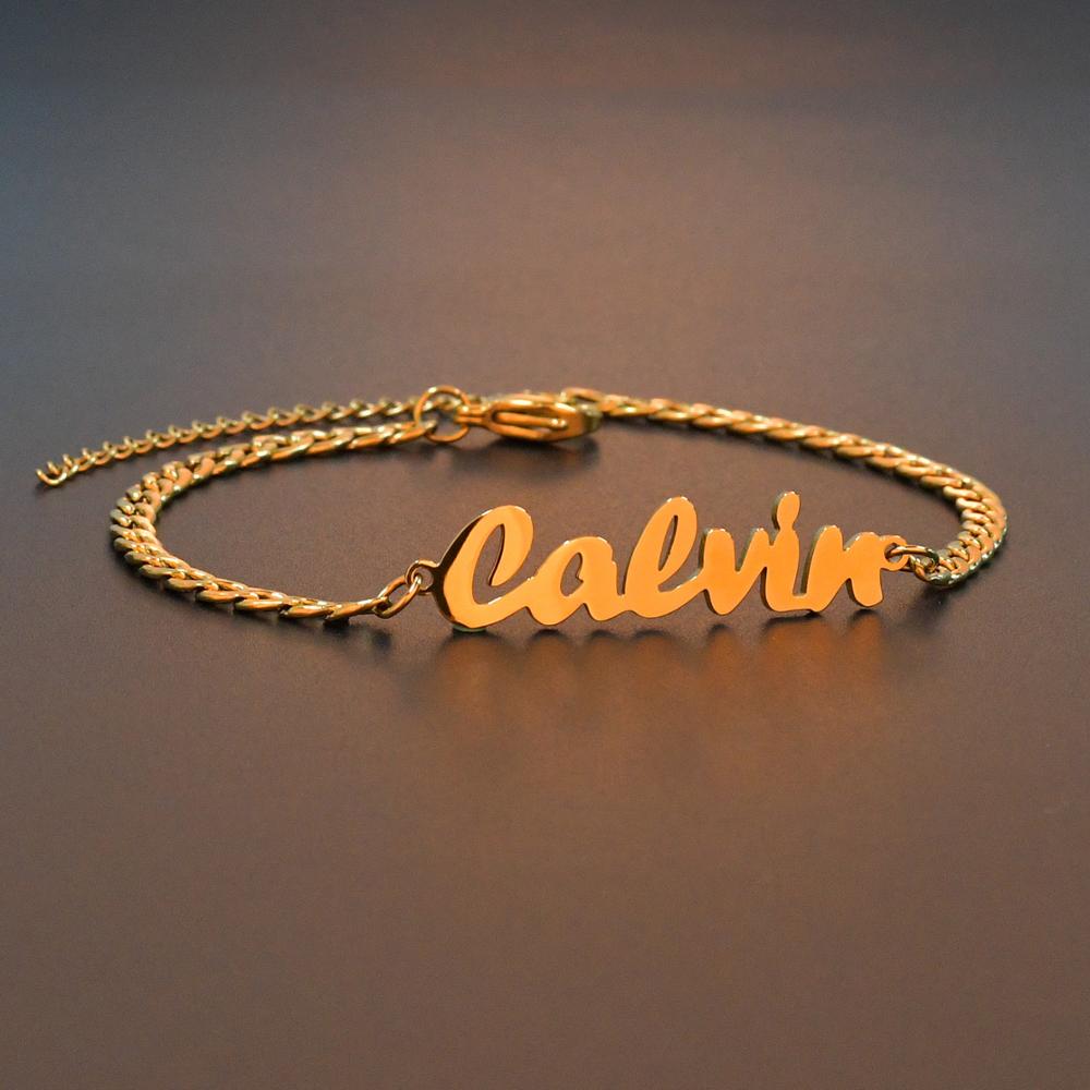 Atoztide Custom Personalized  Name Bracelet  Stainless Steel Charms Handmade Cuban Chain Engraved Handwriting NK Bangle Gift
