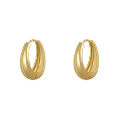 Donna Copper Alloy Smooth Metal Hoop Earrings