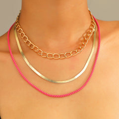 Lost Lady New Fashion Letter Rice Bead Multilayer Ladies Necklace Same Model Birthday Gift Alloy Jewelry Wholesale Direct Sales