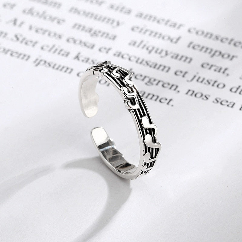 Alloy Retro Five-line Sheet Music Simple Note Opening Adjustable Ring Secondary image