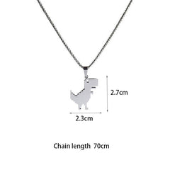 Vintage Metal Dinosaur Pendant Necklace