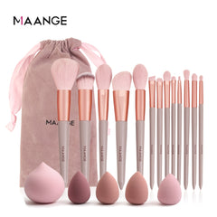 Pro Pink Makeup Brush with Mini Sponge Sets Beauty Make Up Tools Set