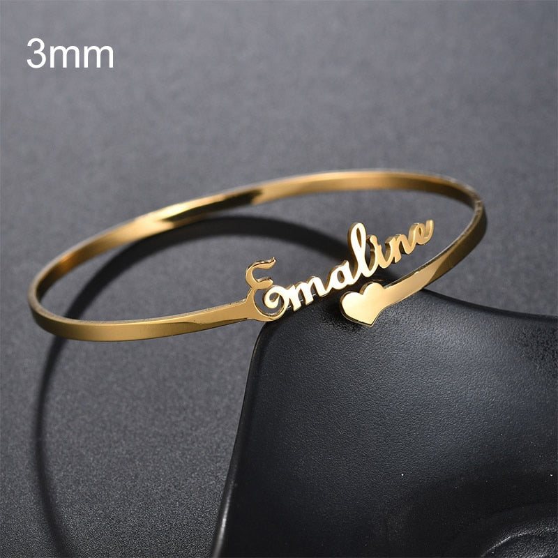20 Styles Fashion Customized Name Bracelets Letter Stainless Steel Personalized Bangles For Women Men Baby Wedding  Jewelry Gift
