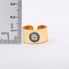 Turkish Evil Eye Rhinestone Adjustable Rings Open Ring