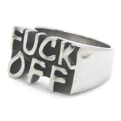 Angry F Word Ring 316L Stainless Steel Punk Biker Style Unisex Solid Jewellery Size 7-13