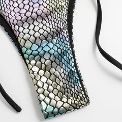 Double-sided Shiny Snake Print Bikini