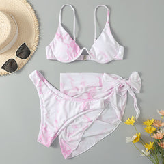 Sexy Marble Long Sleeve Bikini Female Swimsuit Women Swimwear Plus Size Bikini set Halter Bather Bathing Suit Swim