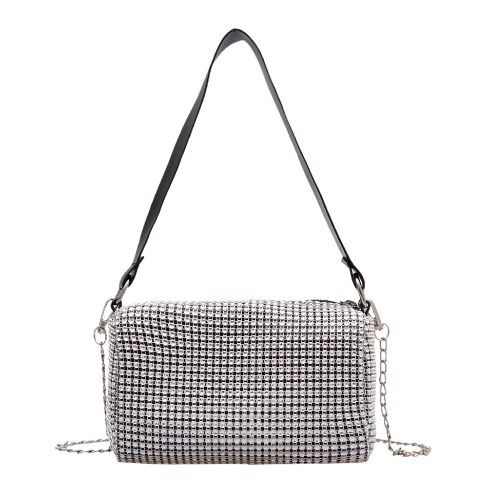 Rhinestone Crossbody Bag Shiny Chain Evening Clutch Shoulder Pouch