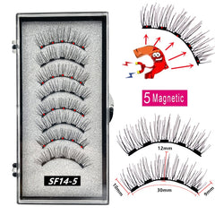 2 Pairs 3D Natural Magnetic Eyelashes ,With 5 Magnetic Lashes Handmade Reusable Magnetic False Eyelashes