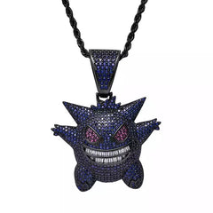 Men Hip Hop Fashion Full Rhinestone Bull Head Pendant Necklace Sparkling Ice Out Gold Plated Metal Necklace