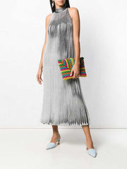 High Quality White Black Sleeveless Jacquard Rayon Bandage Dress Elegant Cocktail Party Dress