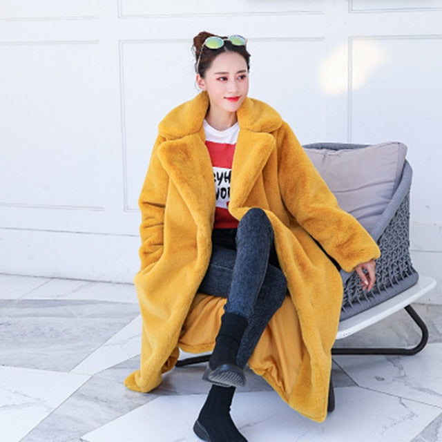 Aurelia Longline Faux-Fur Belted Coat One-piece