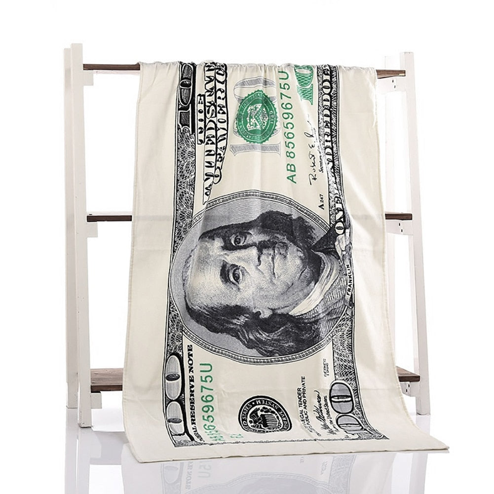 100-Dollar Bill Print Shower Bath Towel