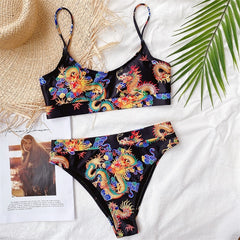 Dragon printed sexy bikini