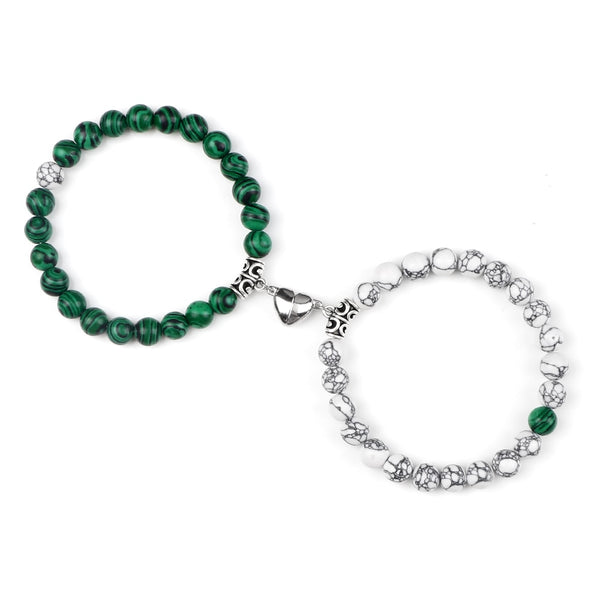 Amora Magnetic Heart Natural Stone Bracelet Set