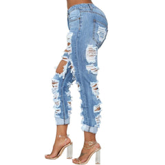 New Boyfriend jeans Fashion summer ripped jeans for women Street hipster denim long pants S-2XL drop shipping