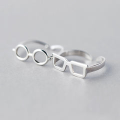 Fashion Glasses Frames Ring Simple Silver Color