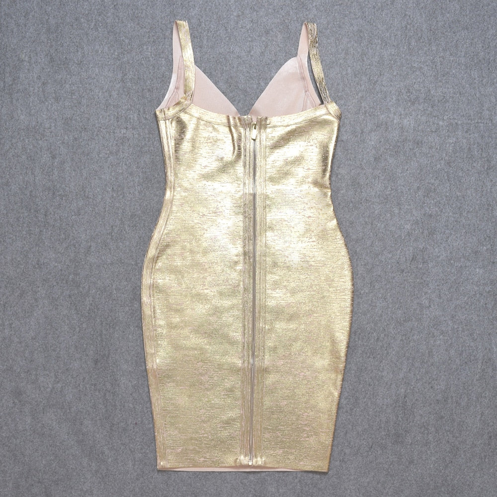 Quality Gold  Bandage Dress Bodycon