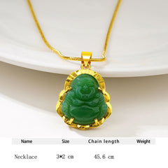 SophiaXuan Buddha Pendant Necklaces Chinese Style Women&#39;s Neck Chain Stone Pendant Big Belly Maitreya Necklace for Women 2021