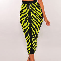 Ocstrade New Arrival 2020 Fashion Long Bandage Skirt Women Lime Zebra Print Bodycon Bandage Skirt Midi Club Party Skirt