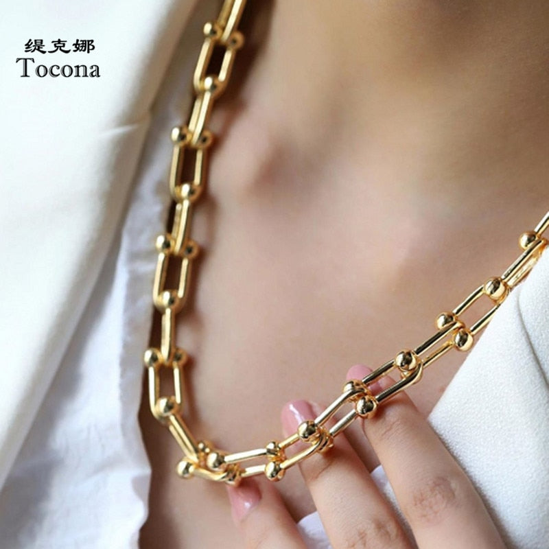 Heavy Metal Thick Clavicle Chain Choker Necklace