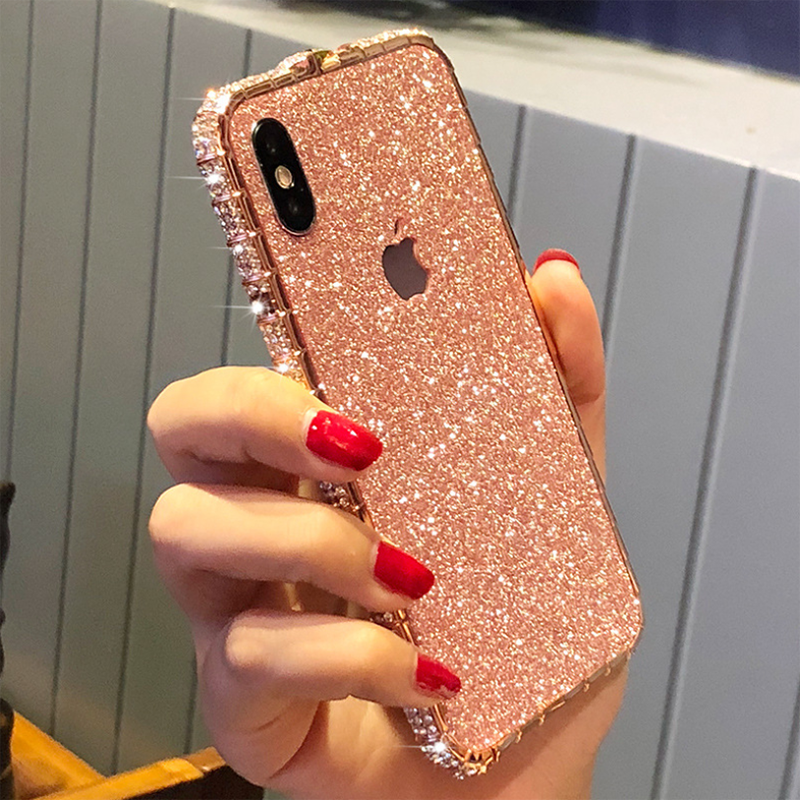 Rhinestone Metal Bumper Glitter Back Cover For iPhone