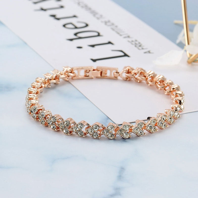 Roman Crystal Heart Bracelet