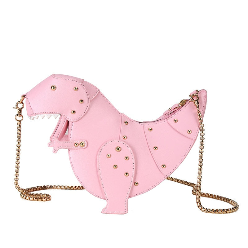 Trend Fashion 3D Dinosaur Design Rivets Pu Leather Girl's Chain Purse Shoulder Bag Tote Ladies Crossbody Mini Messenger Bag Flap Main image
