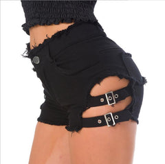 Love Low Waist Bandage Denim Ripped Hole Short Jeans