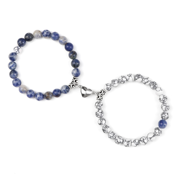 Amora Magnetic Heart Natural Stone Bracelet Set