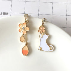 Chinese Style Folding Fan Crane Carp Lotus Asymmetrical Long Tassel Dangle National Style Earrings for Women Jewelry Gift